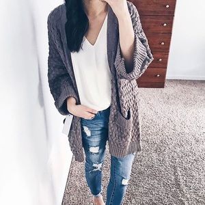 Mauve Open Cardigan